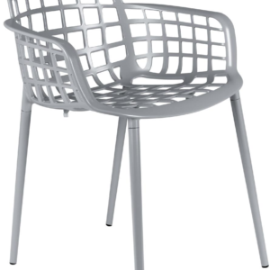 Spisebordsstol med armlæn Zuiver Albert grå aluminium stabelbar H82,5ÃB59,5ÃL59,5 cm